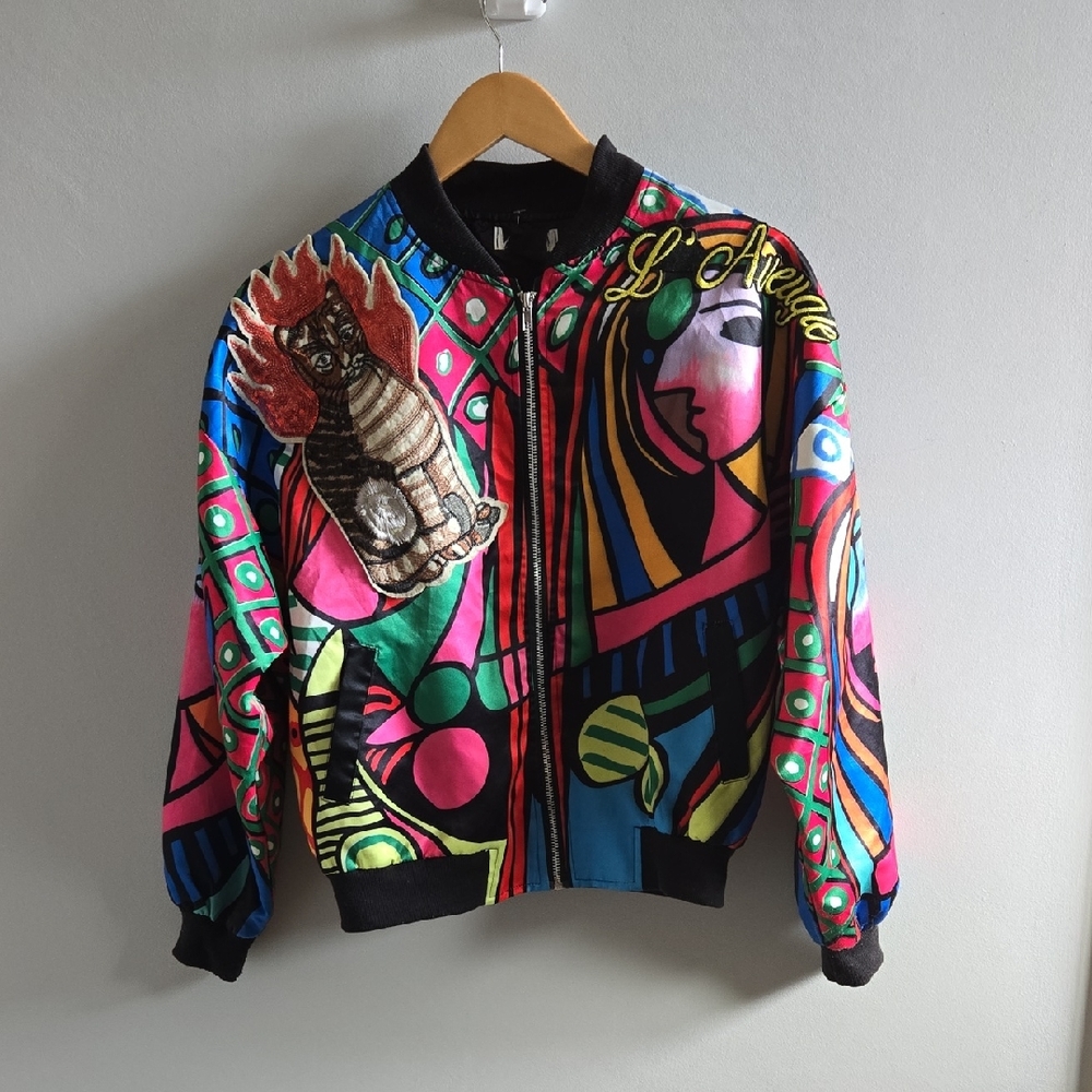 Rainbow Cat Picasso Like Jacket Japanese Medium